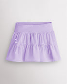 Lavender flowy layered tennis skort with tiered chiffon layers and high-rise waistband