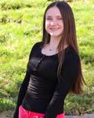 black long sleeve henley shirt