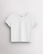 Women's Short Sleeve Cropped Fitted T-Shirt in White