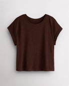 Women’s oversized short sleeve t-shirt in cocoa with relaxed fit and rolled cuffs