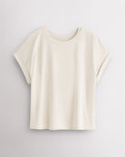Women’s oversized short sleeve t-shirt in creme with relaxed fit and rolled cuffs