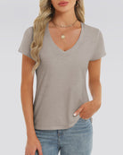 Grey V-Neck T-Shirt - View 1