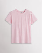 Women’s light pink classic short sleeve crewneck T-shirt with a relaxed fit, soft drape, and clean everyday silhouette.
