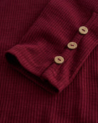 Women’s Ribbed Long Sleeve Henley V-Neck Top in Burgundy