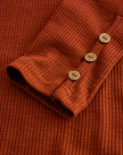 Women’s Ribbed Long Sleeve Henley V-Neck Top in Burnt Orange