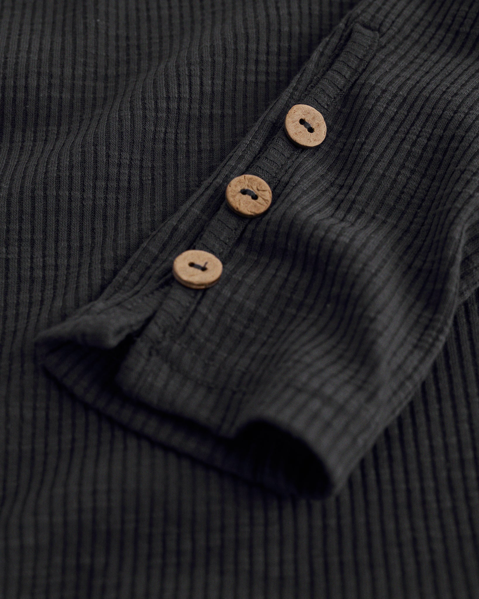 Women’s Ribbed Long Sleeve Henley V-Neck Top in Charcoal