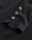 Women’s Ribbed Long Sleeve Henley V-Neck Top in Charcoal