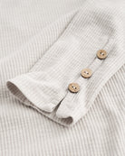 Women’s Ribbed Long Sleeve Henley V-Neck Top in White