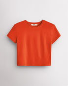 Short Sleeve Cropped Fitted T-Shirt in Orange