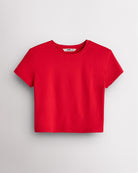 Short Sleeve Cropped Fitted T-Shirt in Red