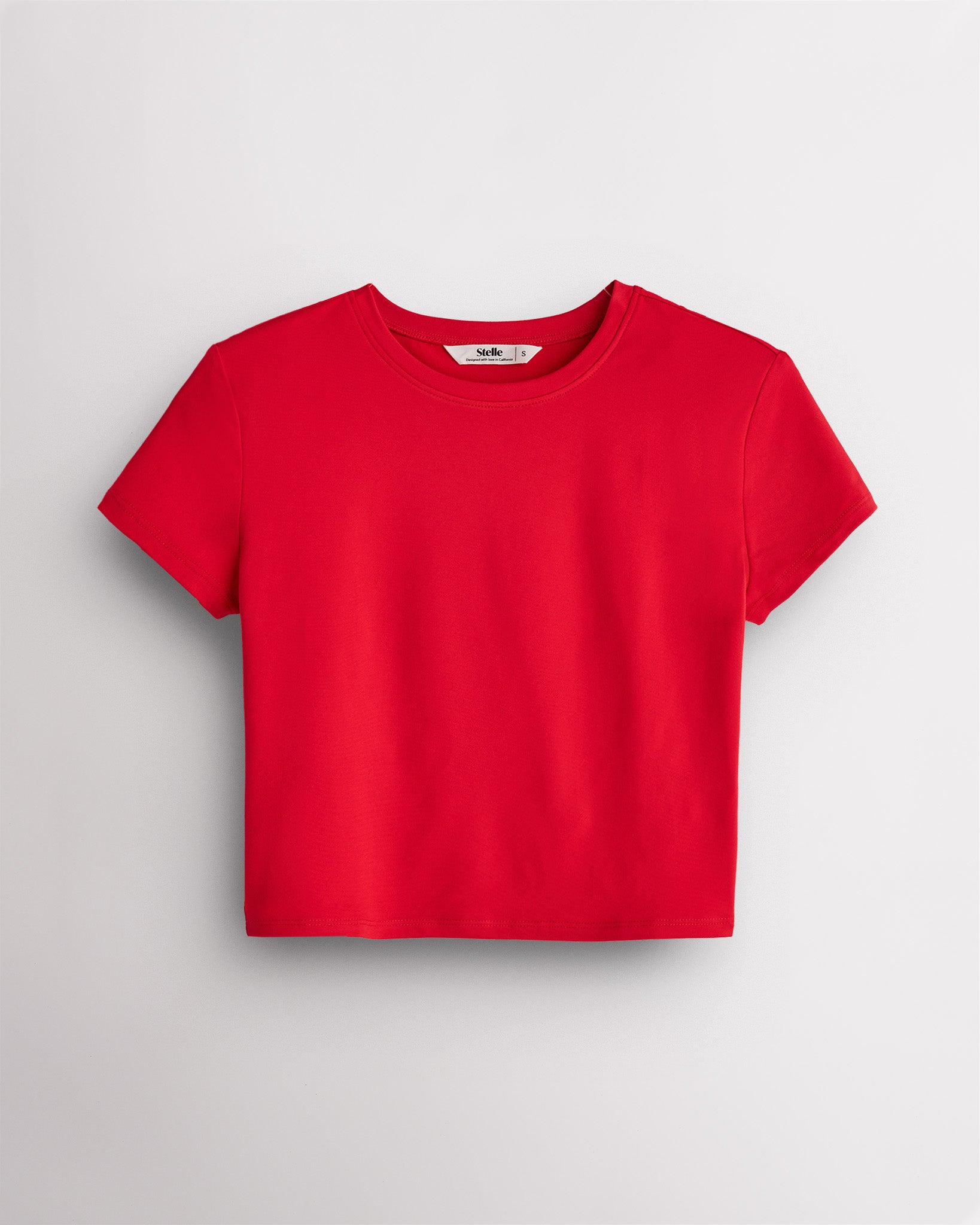 Short Sleeve Cropped Fitted T-Shirt in Red