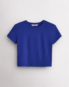Short Sleeve Cropped Fitted T-Shirt in Royal Blue