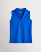 Sapphire ruffle V-neck sleeveless polo shirt for women