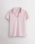 ballet pink womens V-neck athletic polo shirt with classic collar, slim fit and side slit hem for active wear