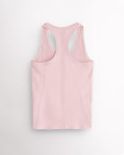 Back view of the ballet pink Stelle seamless tank top, laid flat to show the racerback straps.