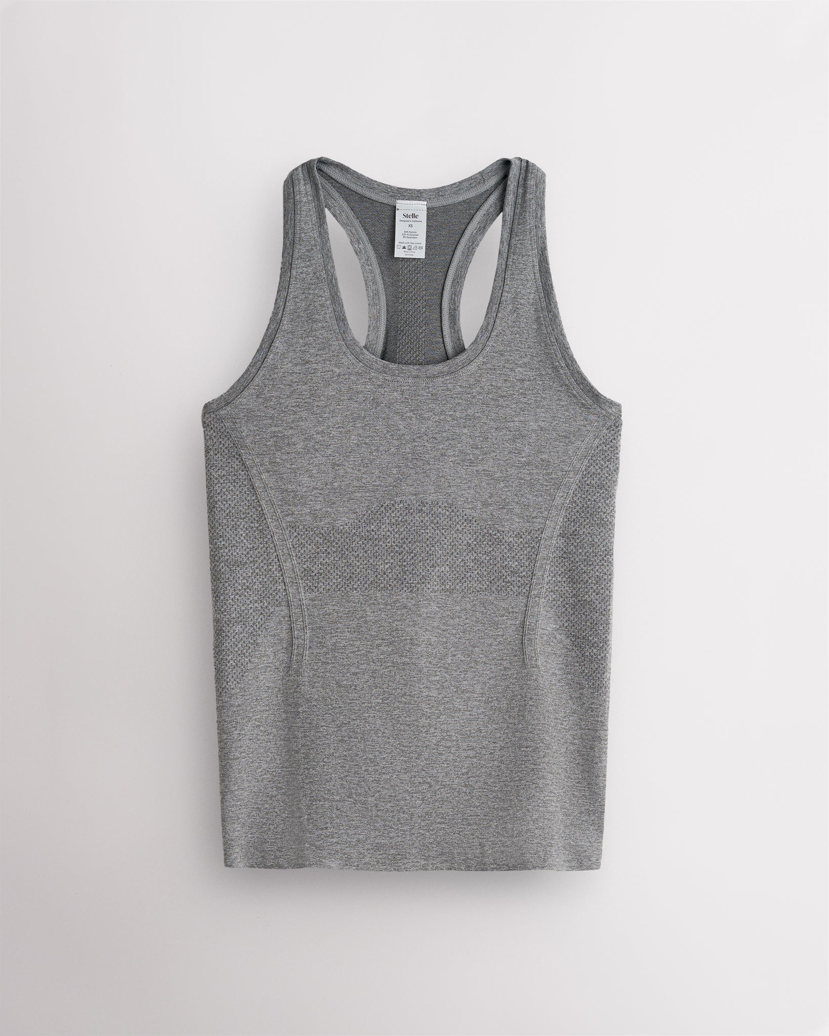 Grey Stelle women's seamless racerback tank top with a round neckline.