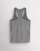 Back view of the grey Stelle seamless tank top, laid flat to show the racerback straps.