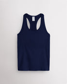 Navy Stelle women's seamless racerback tank top with a round neckline.