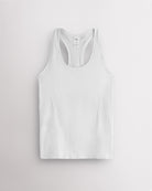 White Stelle women's seamless racerback tank top with a round neckline.