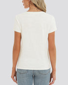 Creme V-Neck T-Shirt - View 2