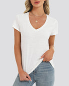 Off White V-Neck T-Shirt - View 1
