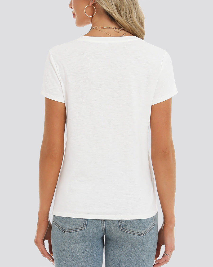 Off White V-Neck T-Shirt - View 3