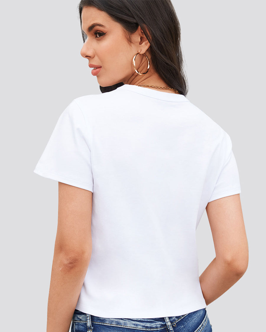 White Cotton T-Shirt - View 4