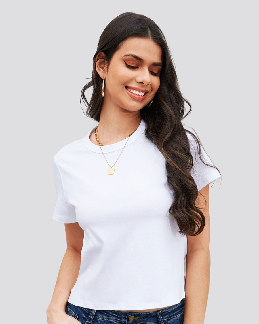 White Cotton T-Shirt - View 3