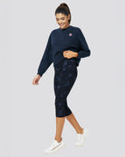 Navy Crop Oversized Sweatshirt