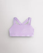 Lavender metallic girls tank top with iridescent shimmer finish and wide straps, designed for dance and casual wear.