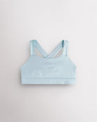 Light Blue metallic girls tank top with iridescent shimmer finish and wide straps, designed for dance and casual wear.
