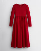 Girls Long Sleeve Knit Maxi Dress in Red