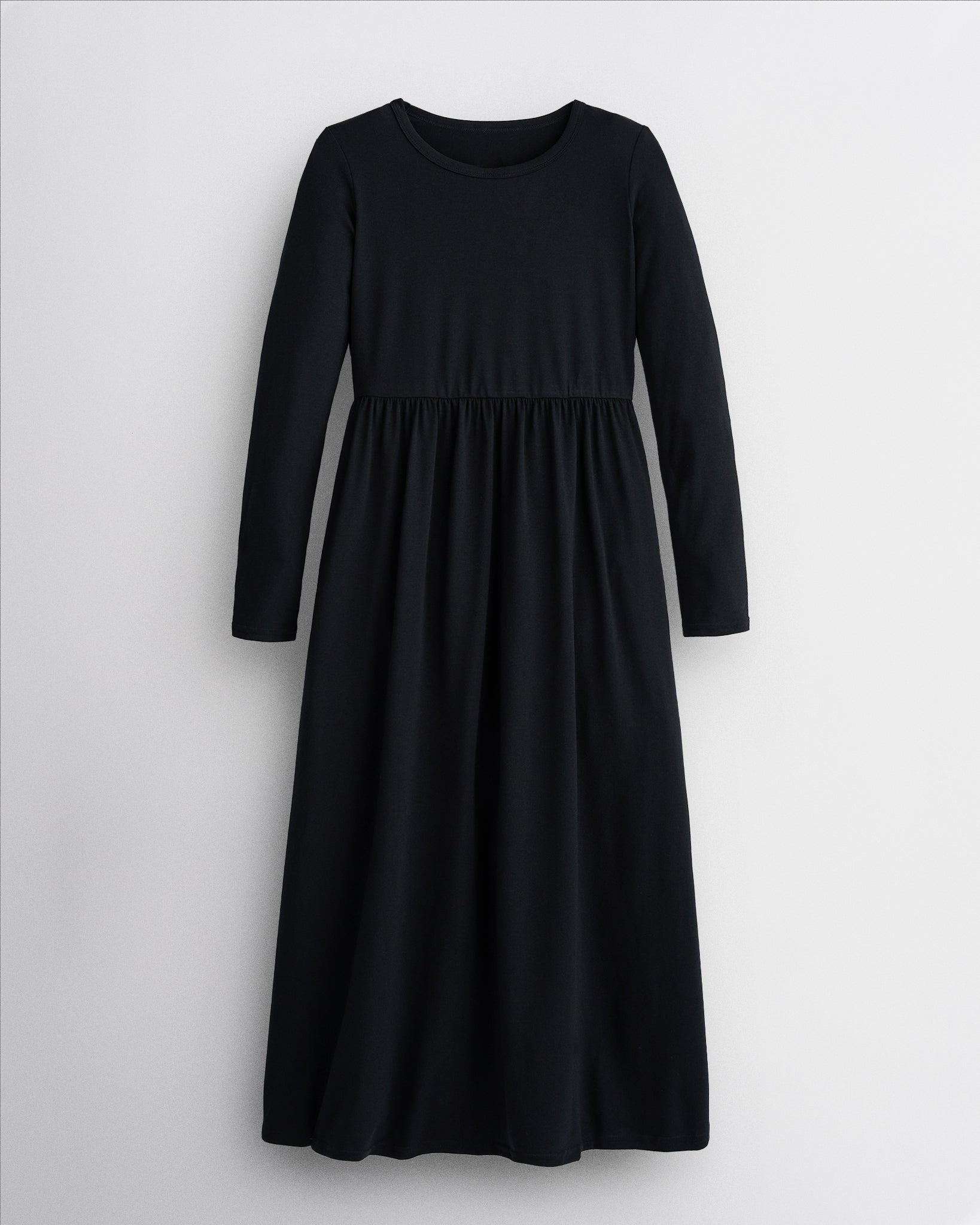 Girls Long Sleeve Knit Maxi Dress in Black