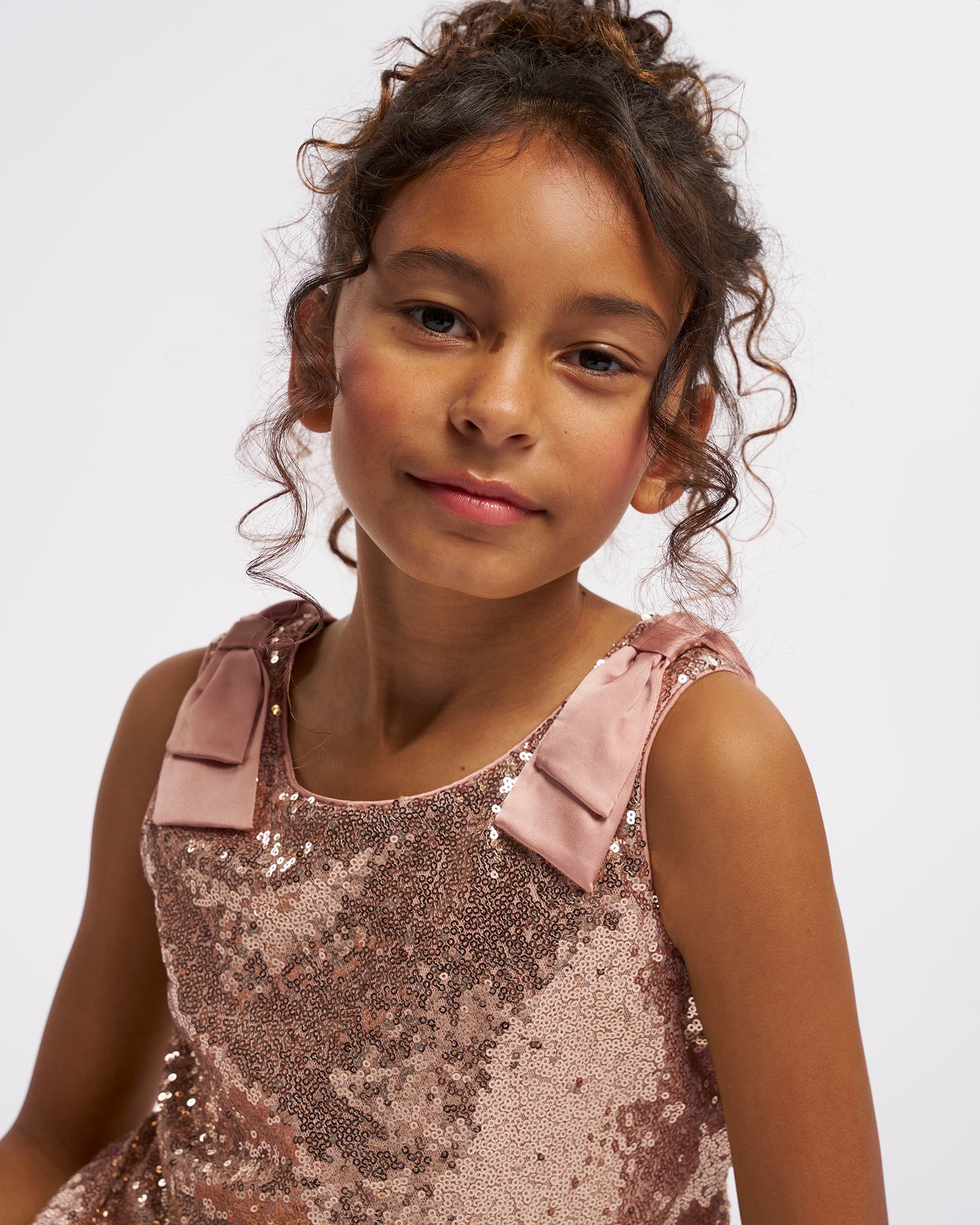 All That Glitters Kids Sequin Dress in Rose Gold
