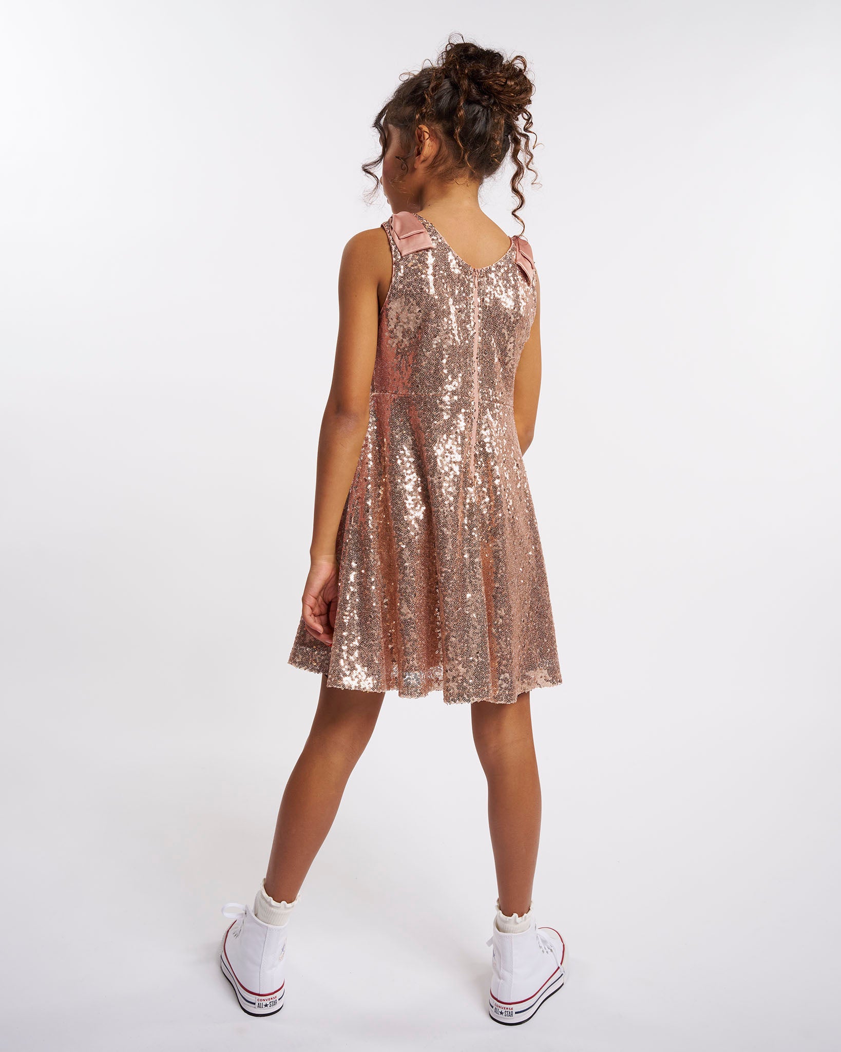 All That Glitters Kids Sequin Dress in Rose Gold