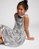 All That Glitters Kids Sequin Dress in Silver