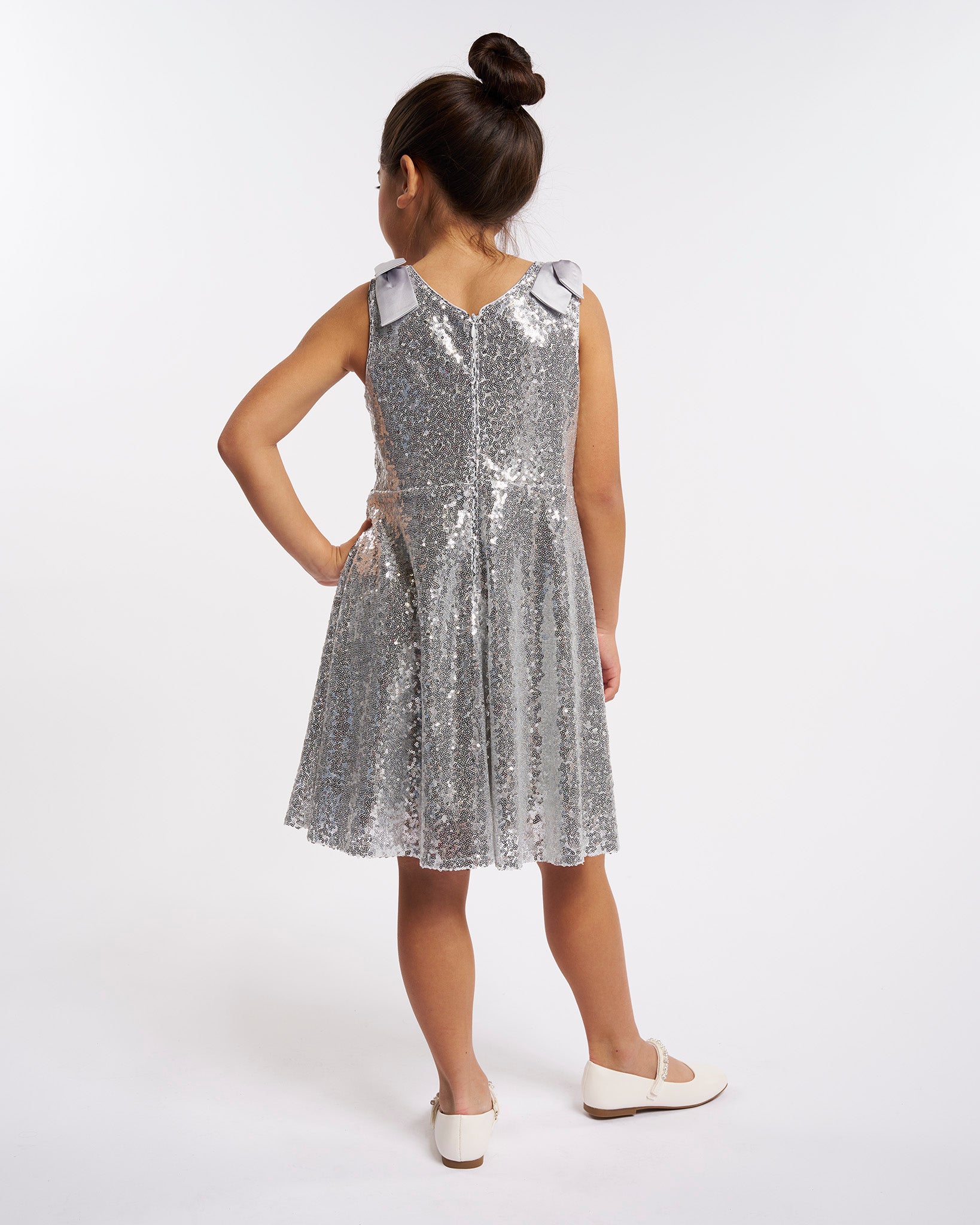 All That Glitters Kids Sequin Dress in Silver