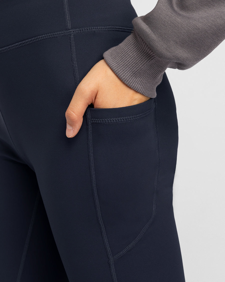 Navy Play Flare Kids Fleece Leggings with Pockets