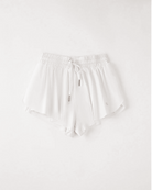 White shorts with drawstring on a white front view