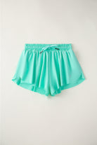 Mint green butterfly shorts front view