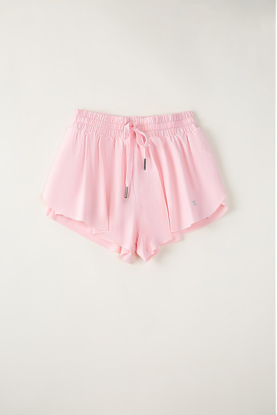 girls pink flowy shorts front view