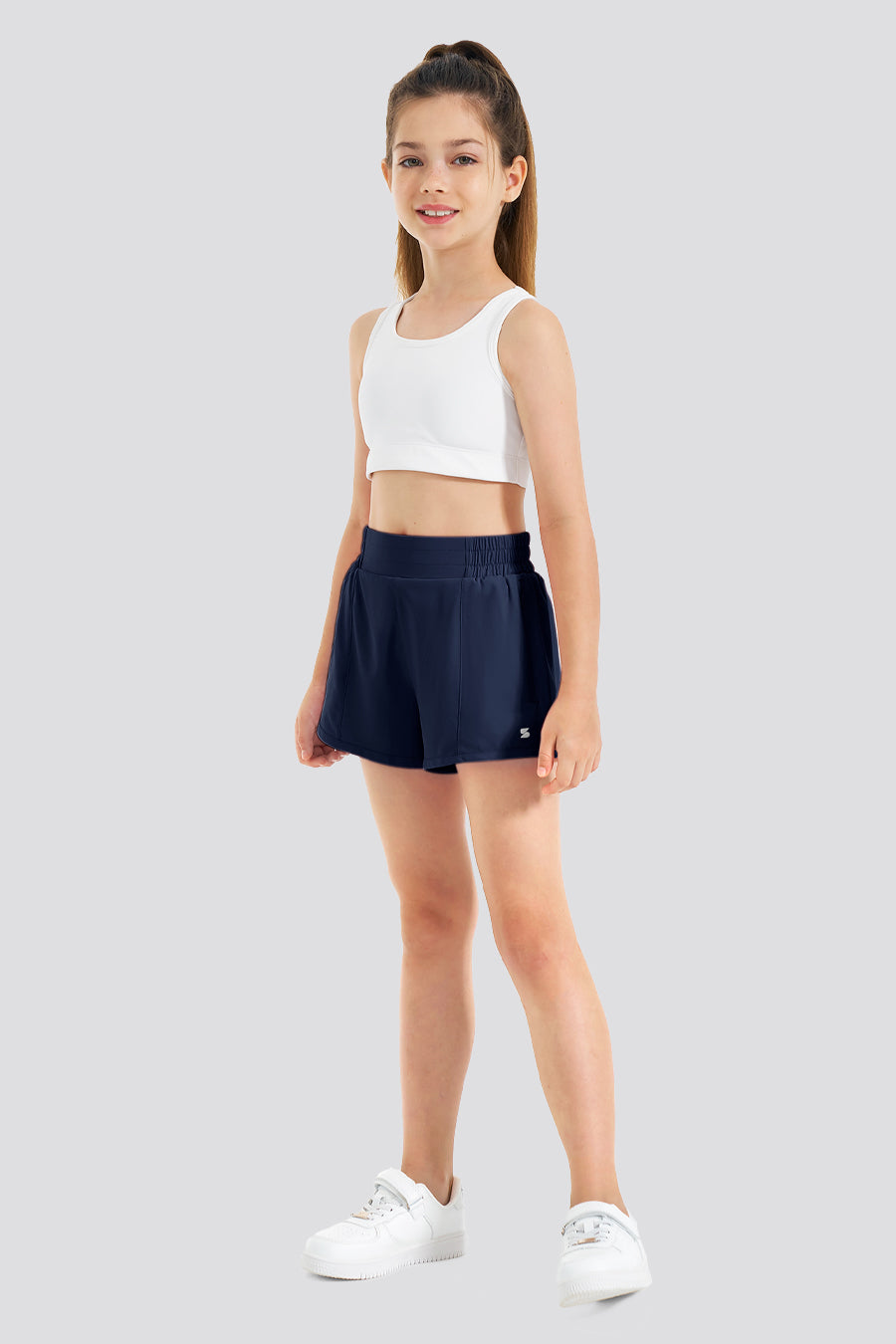 Girls navy running shorts