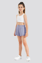 Purple high-waisted shorts