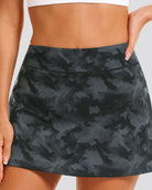 pleated tennis skirt black & grey camo front view