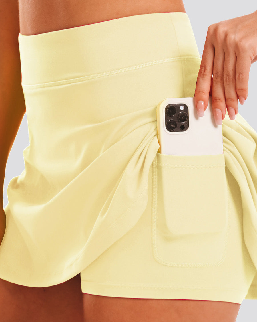 Lemon Butter a-line tennis skirt with pockets