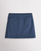 Atlantic blue A line tennis skirt with smooth waistband and athletic fit for tennis and active wear.