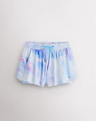 Lilac Sky girls flowy shorts with elastic waistband, pink drawstring, and layered 2-in-1 design.