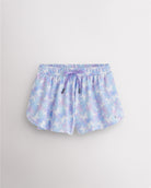 Magic Flutter girls flowy shorts with elastic waistband, pink drawstring, and layered 2-in-1 design.