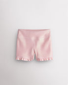 Pink Stelle Girls Shimmer Ruffle Active Short with high-waisted fit and ruffle hem