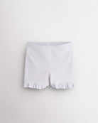 White Stelle Girls Shimmer Ruffle Active Short with high-waisted fit and ruffle hem